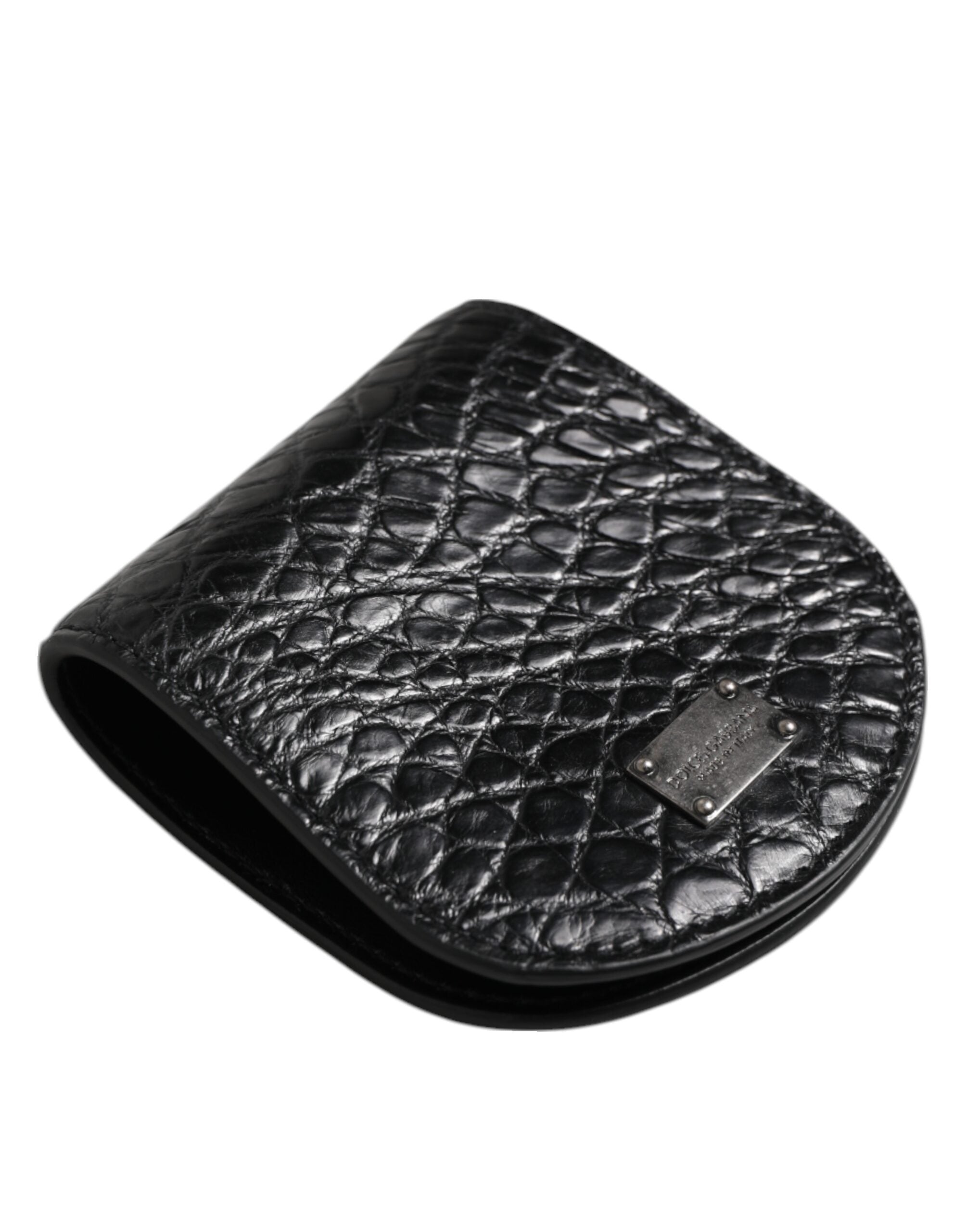 Dolce & Gabbana Svart Kondomfodral med Mynt och Exotisk Hud, Plånbok