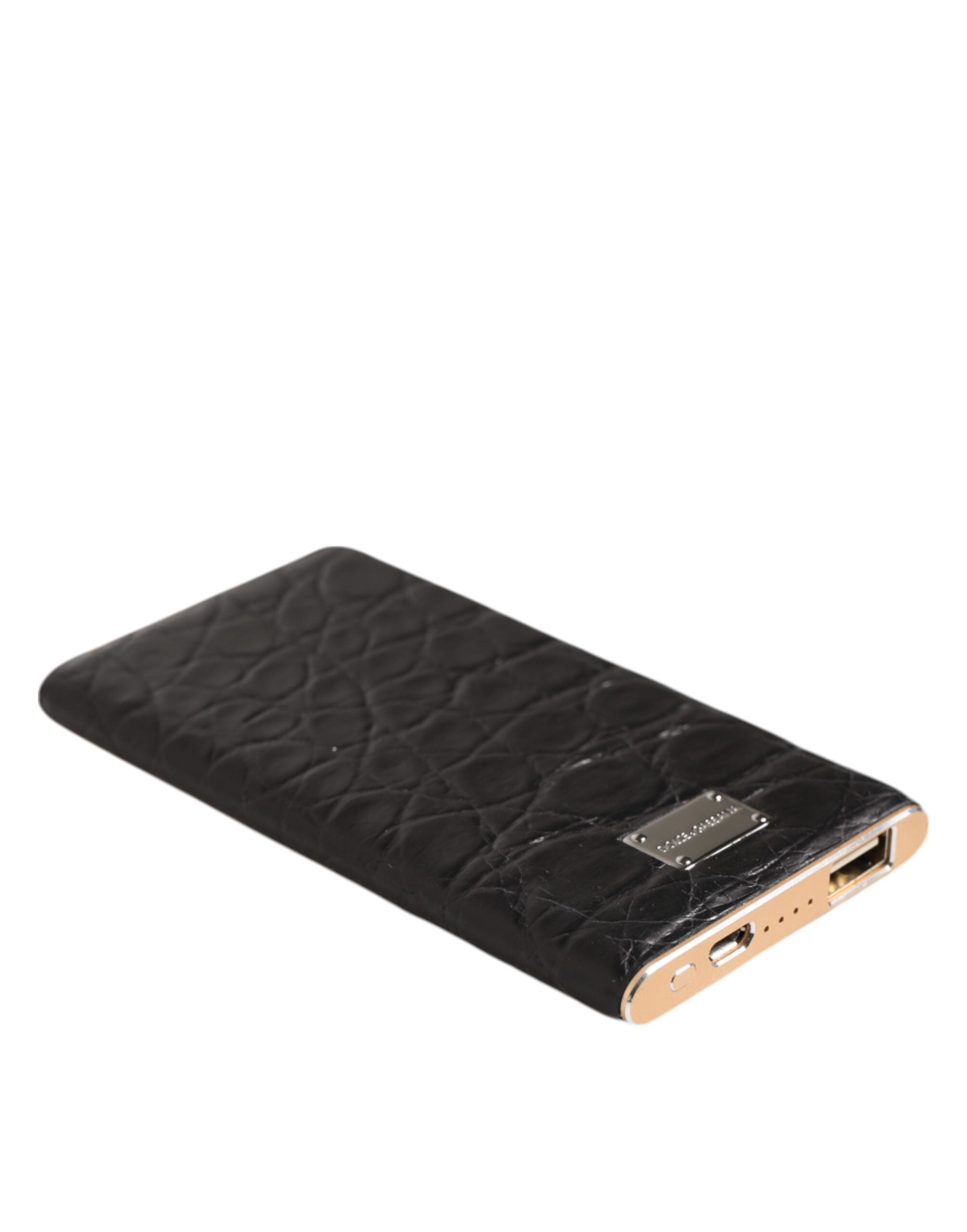 Dolce & Gabbana Svart Läder Exotisk Hud 3000mAh Powerbank Laddare USB