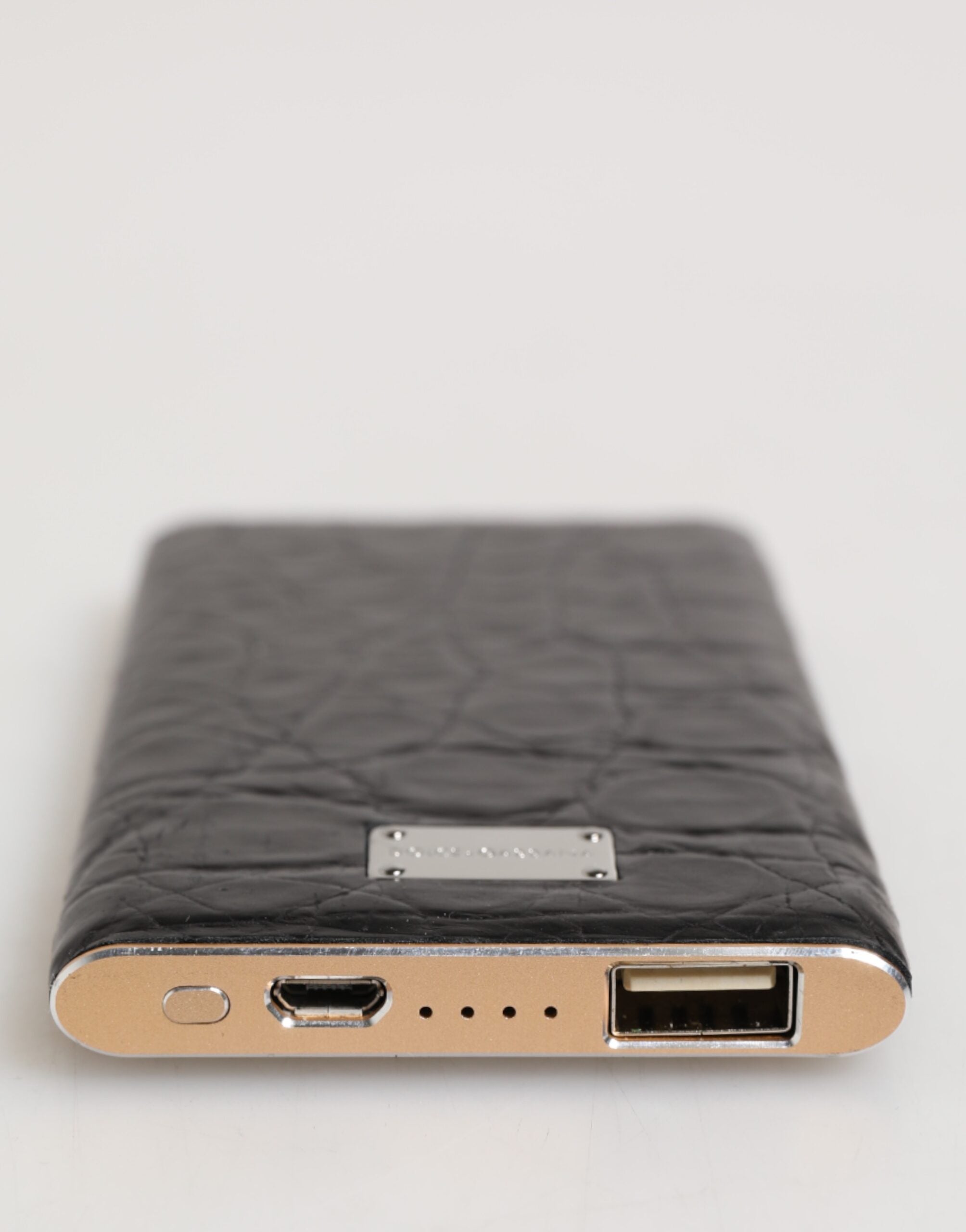Dolce & Gabbana Svart Läder Exotisk Hud 3000mAh Powerbank Laddare USB
