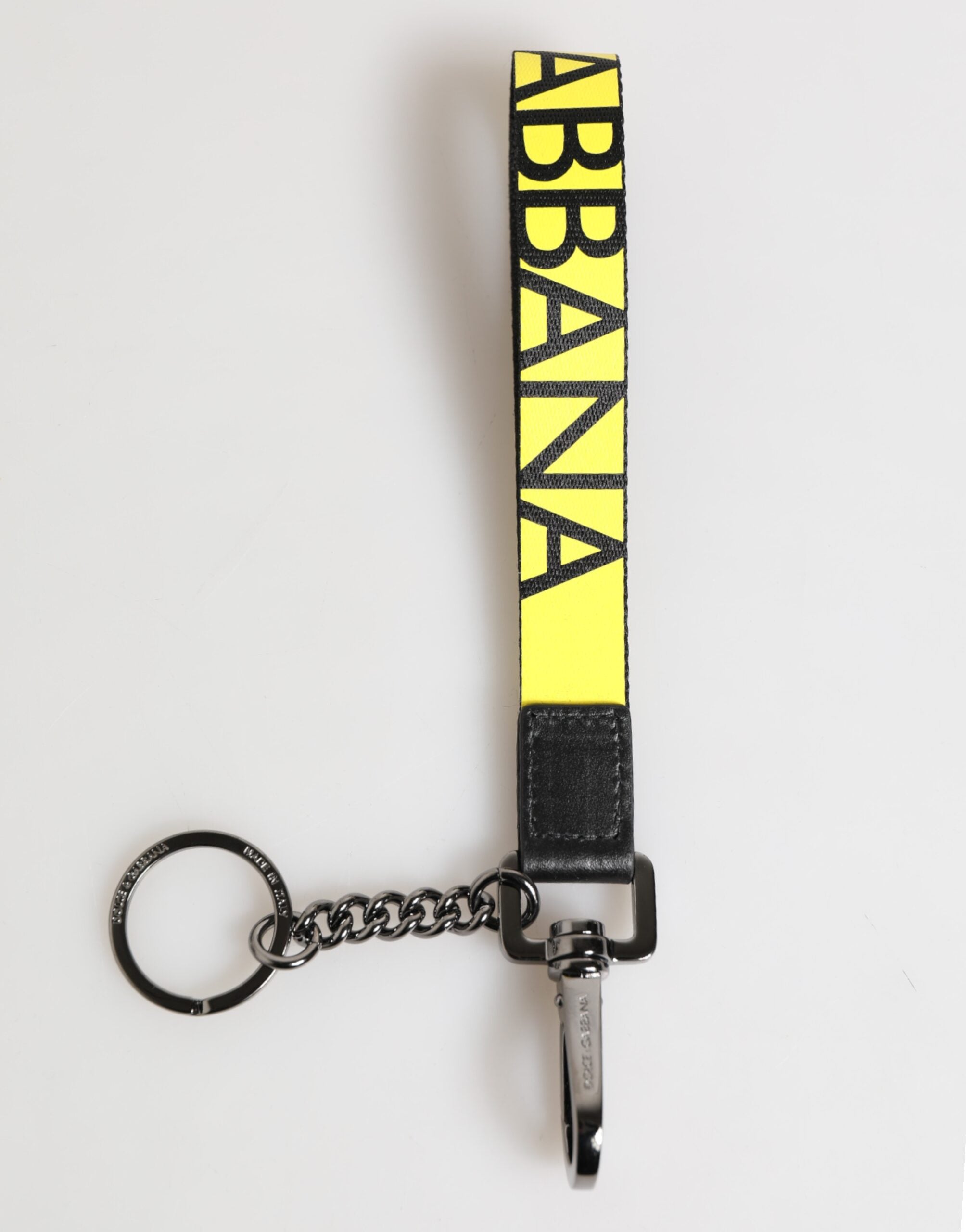 Dolce & Gabbana Gul Logotyp Nylon Silver Mässing Hållare Nyckelring