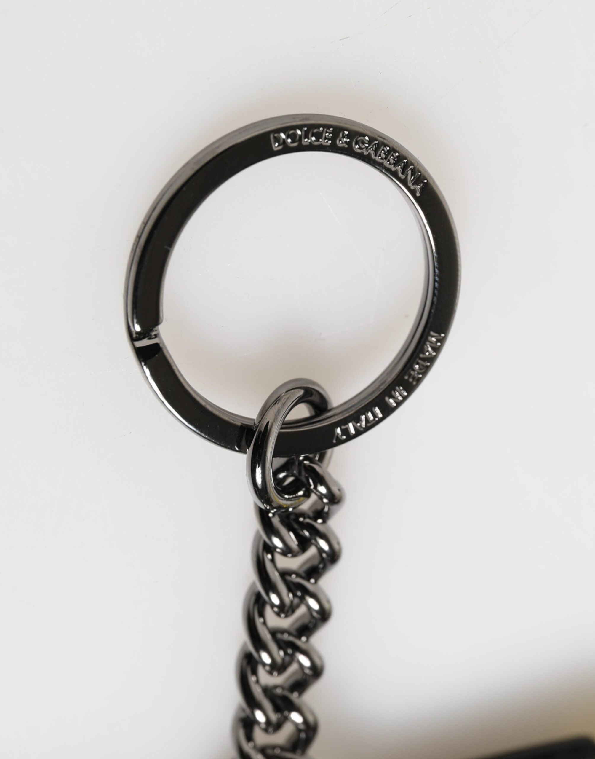 Dolce & Gabbana Gul Logotyp Nylon Silver Mässing Hållare Nyckelring