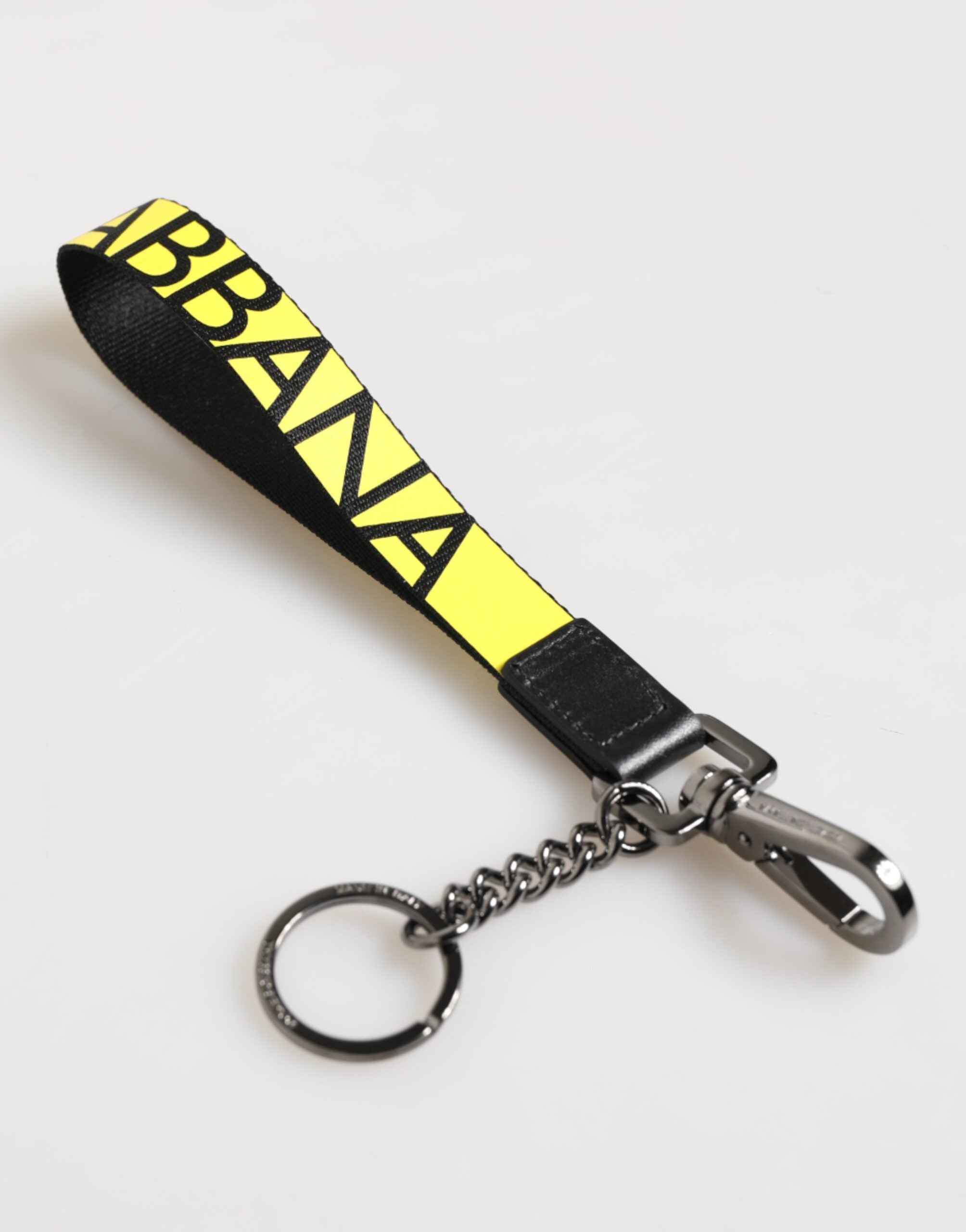 Dolce & Gabbana Gul Logotyp Nylon Silver Mässing Hållare Nyckelring