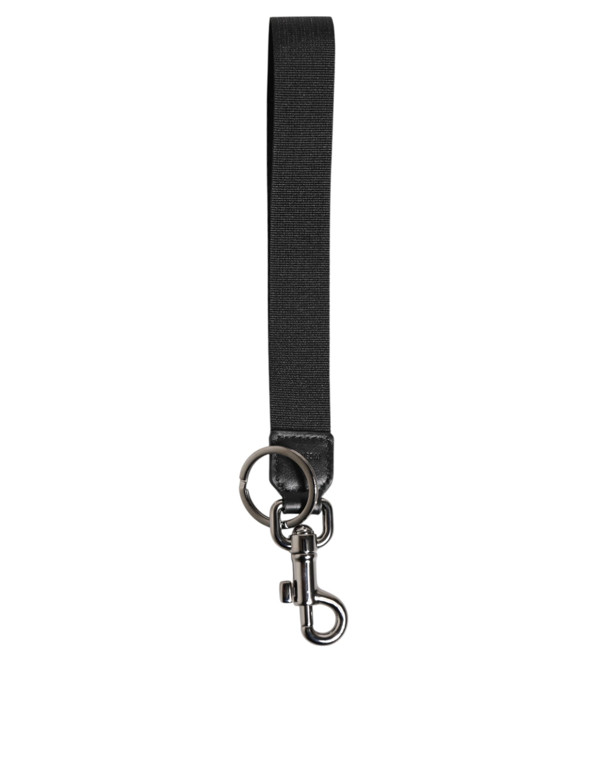 Dolce & Gabbana Svart Röd DG Logo Polyester Silver Herr Nyckelring Nyckelring