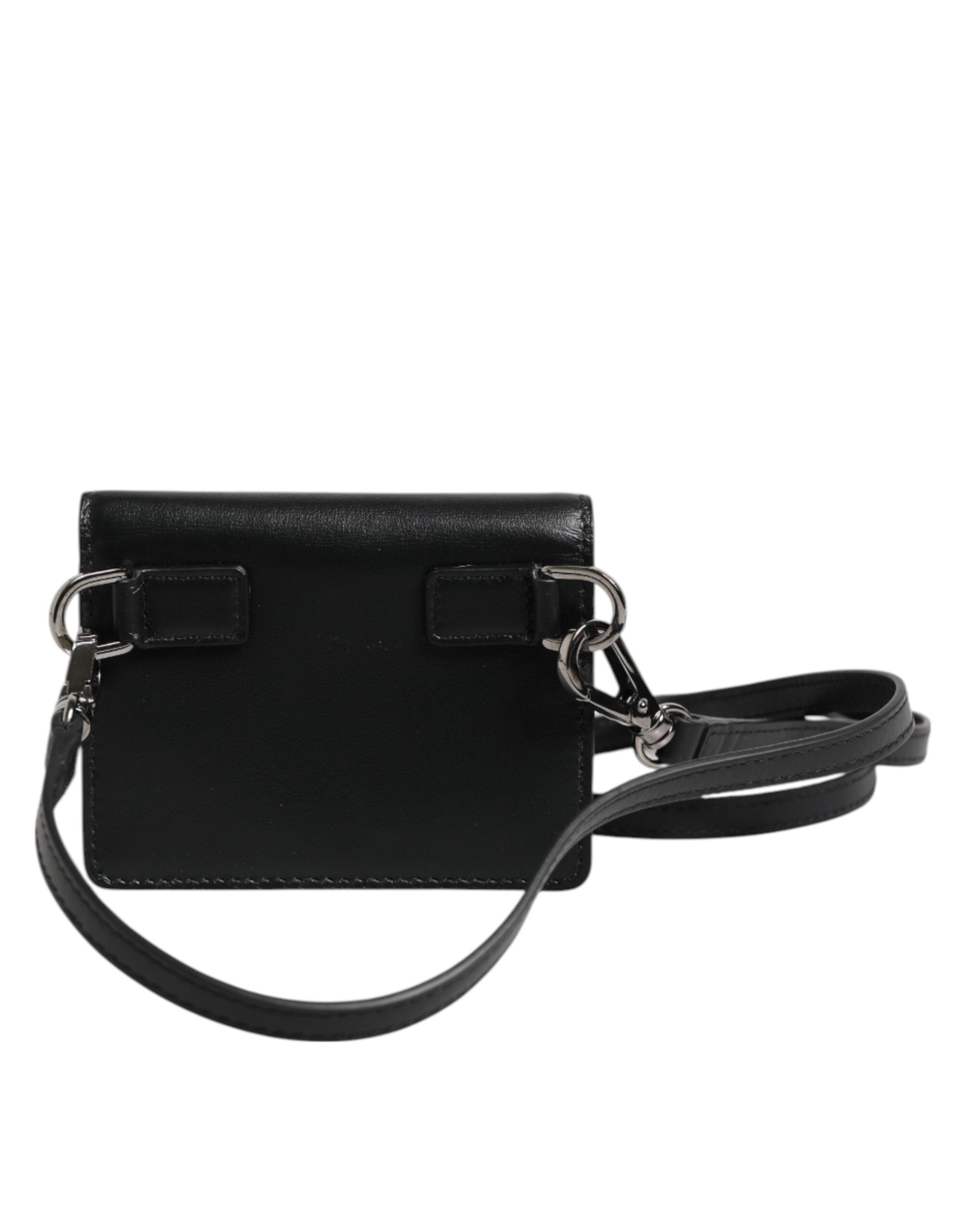 Dolce & Gabbana Svart Läder Bifold Korthållare Axelremsväska Herr