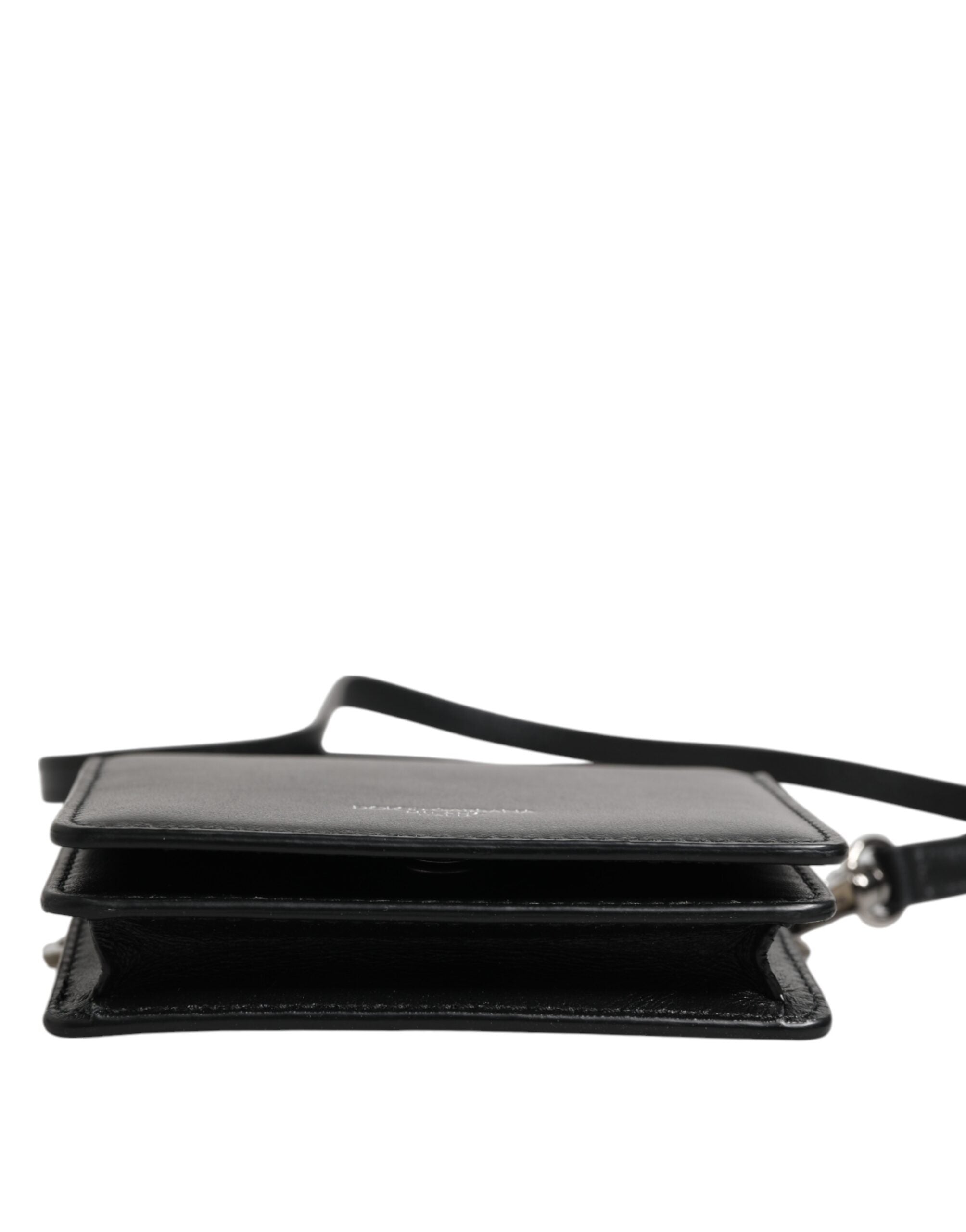 Dolce & Gabbana Svart Läder Bifold Korthållare Axelremsväska Herr