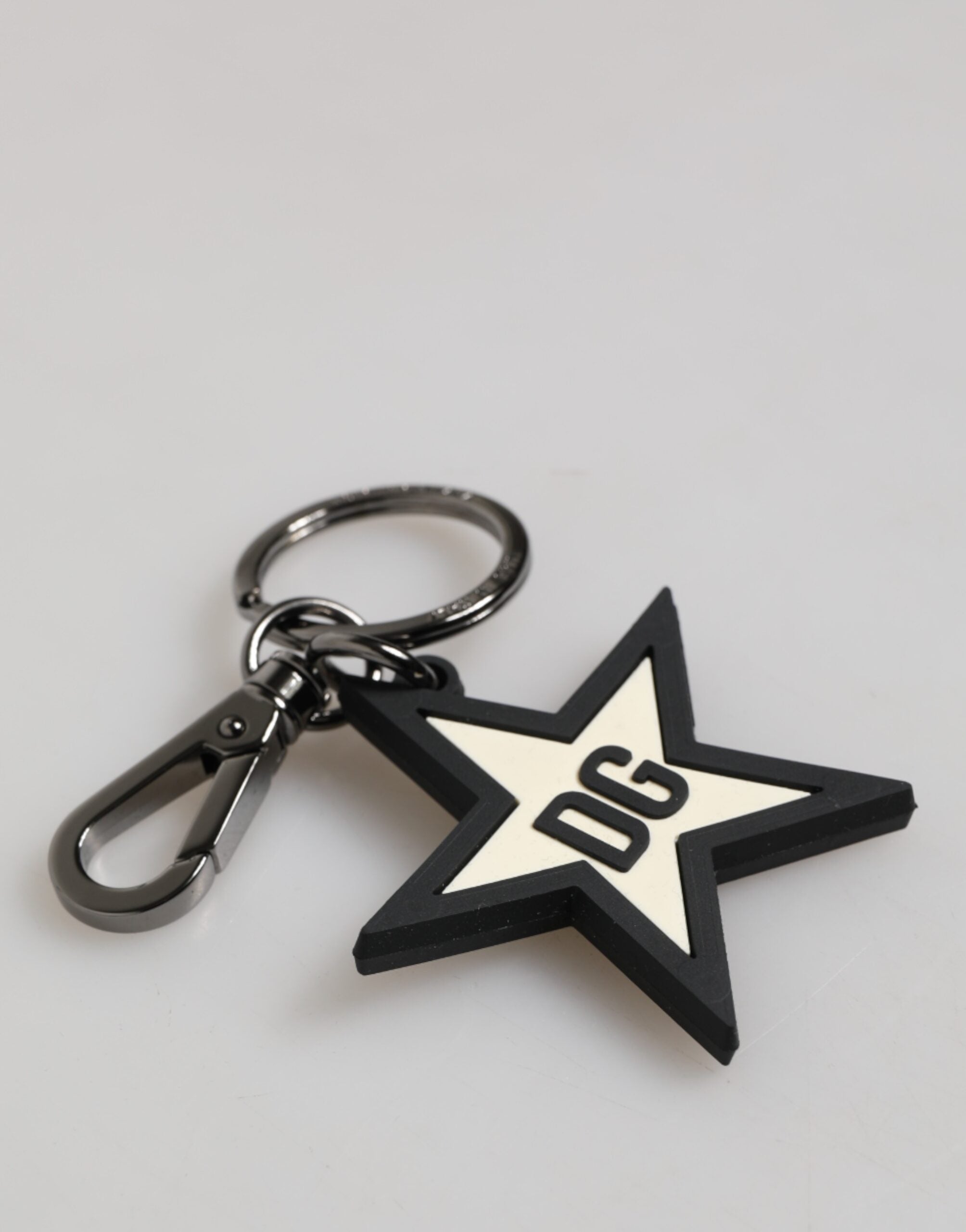 Dolce & Gabbana Vit Svart DG Logo Star Gummi Herrnyckelring Nyckelring