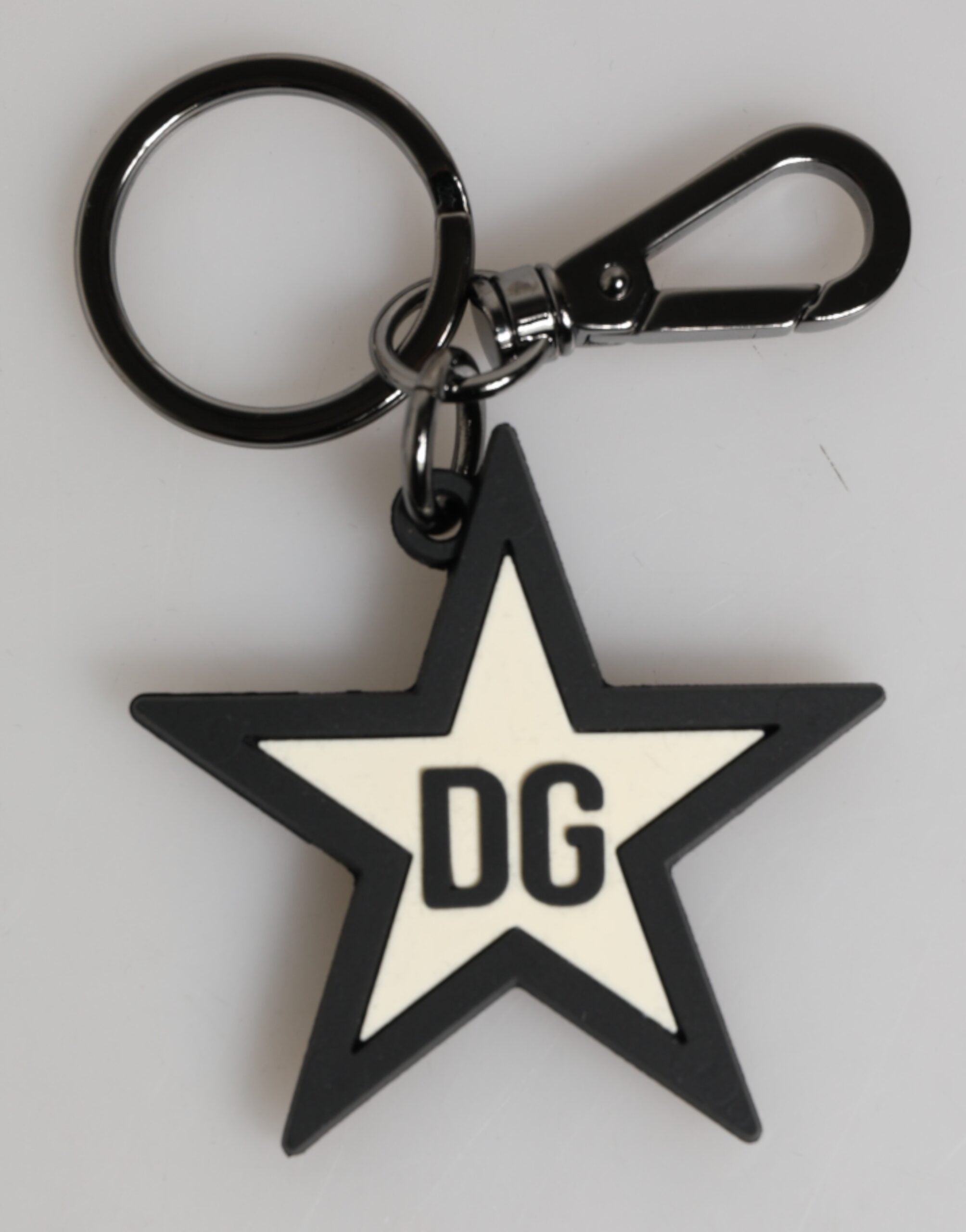 Dolce & Gabbana Vit Svart DG Logo Star Gummi Herrnyckelring Nyckelring