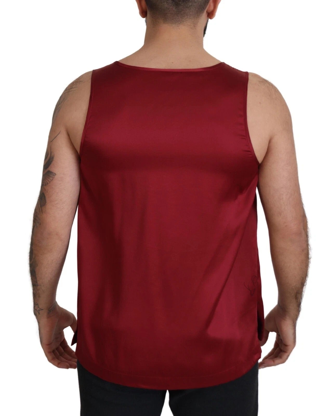 Dolce & Gabbana Röd Rundhalsad Ärmlös Siden-T-shirt