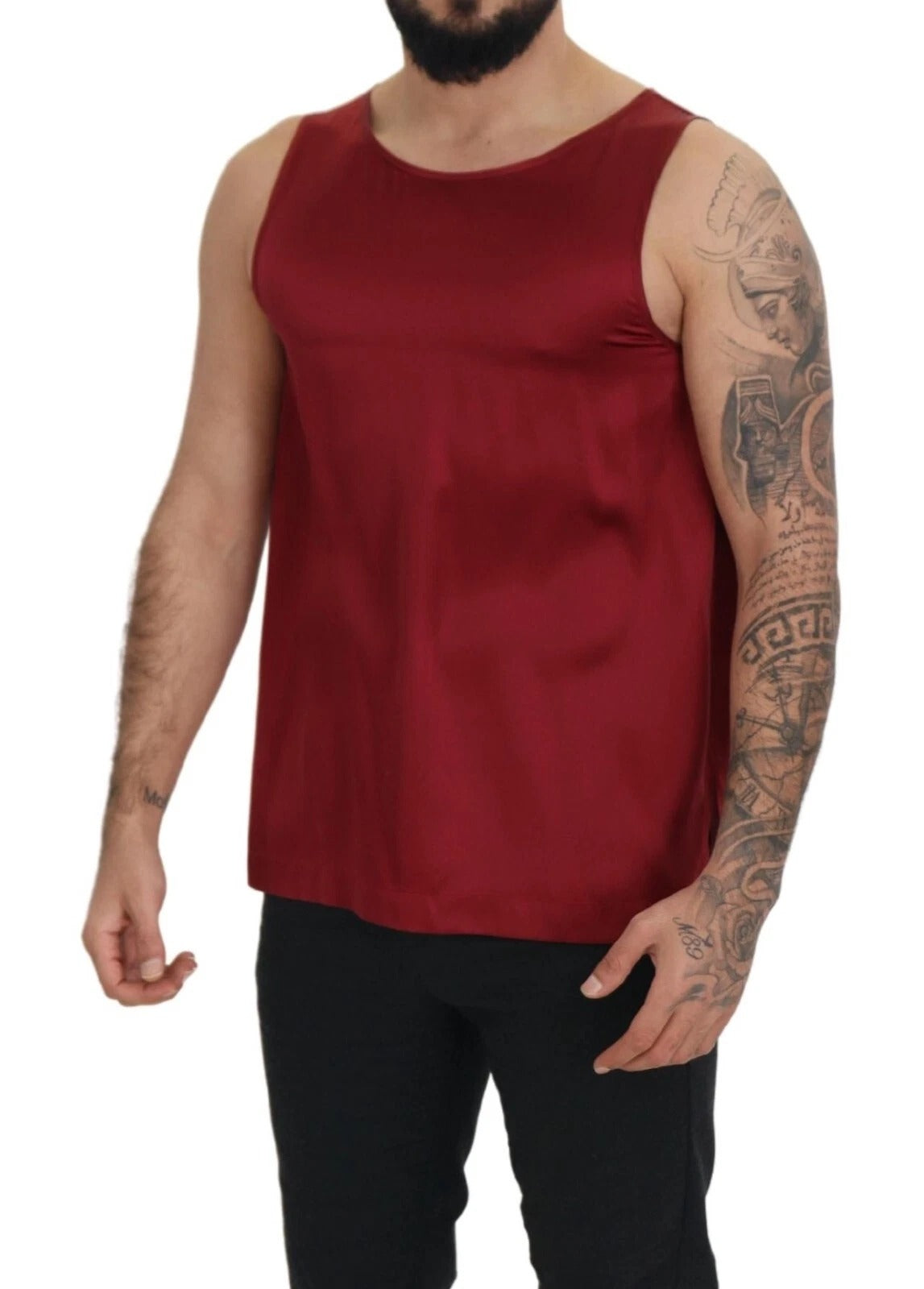 Dolce & Gabbana Röd Rundhalsad Ärmlös Siden-T-shirt
