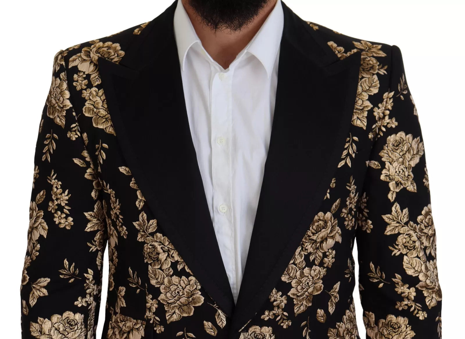 Dolce & Gabbana Guldsvart Blommig Broderad Kavaj