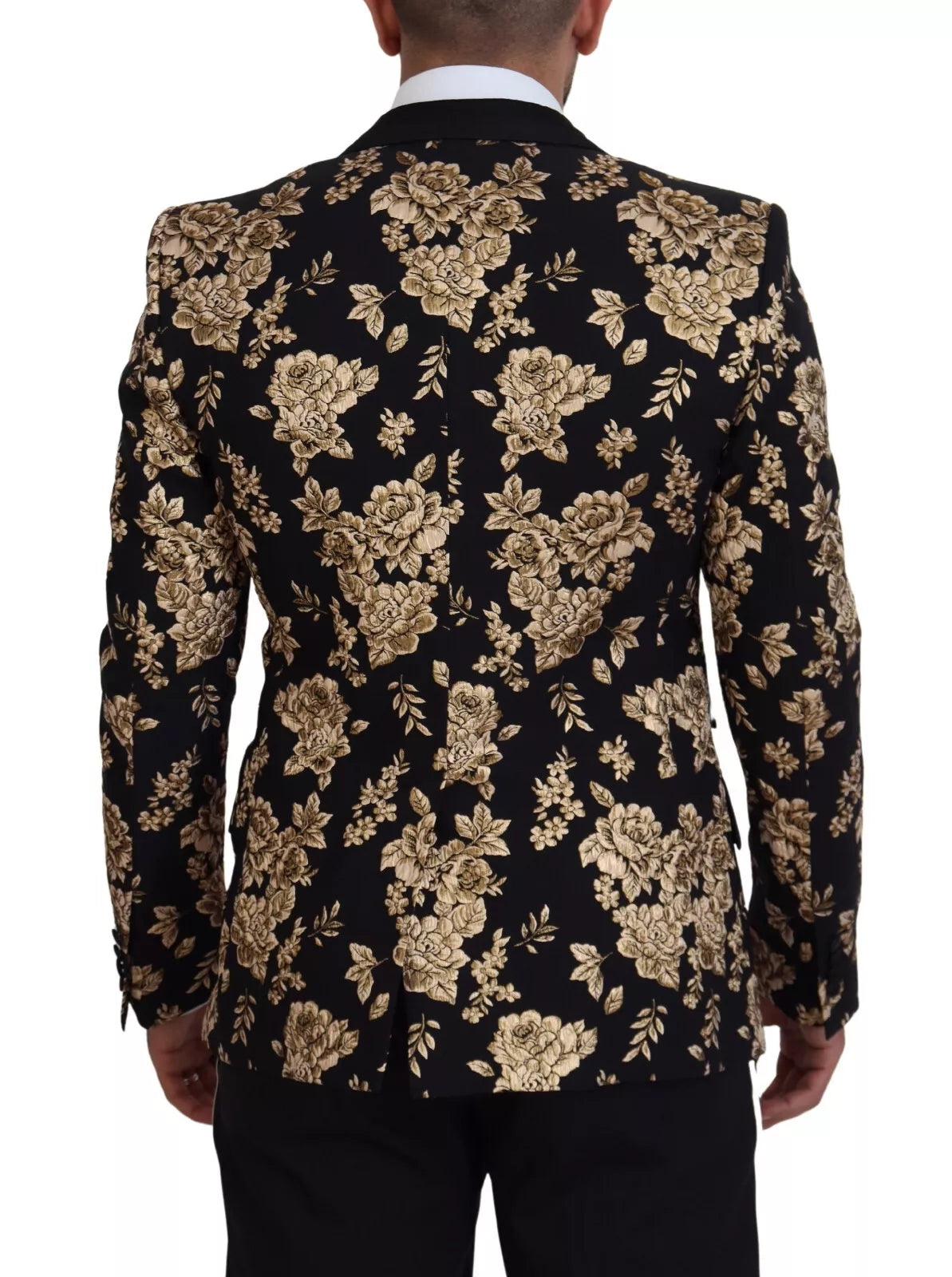 Dolce & Gabbana Guldsvart Blommig Broderad Kavaj