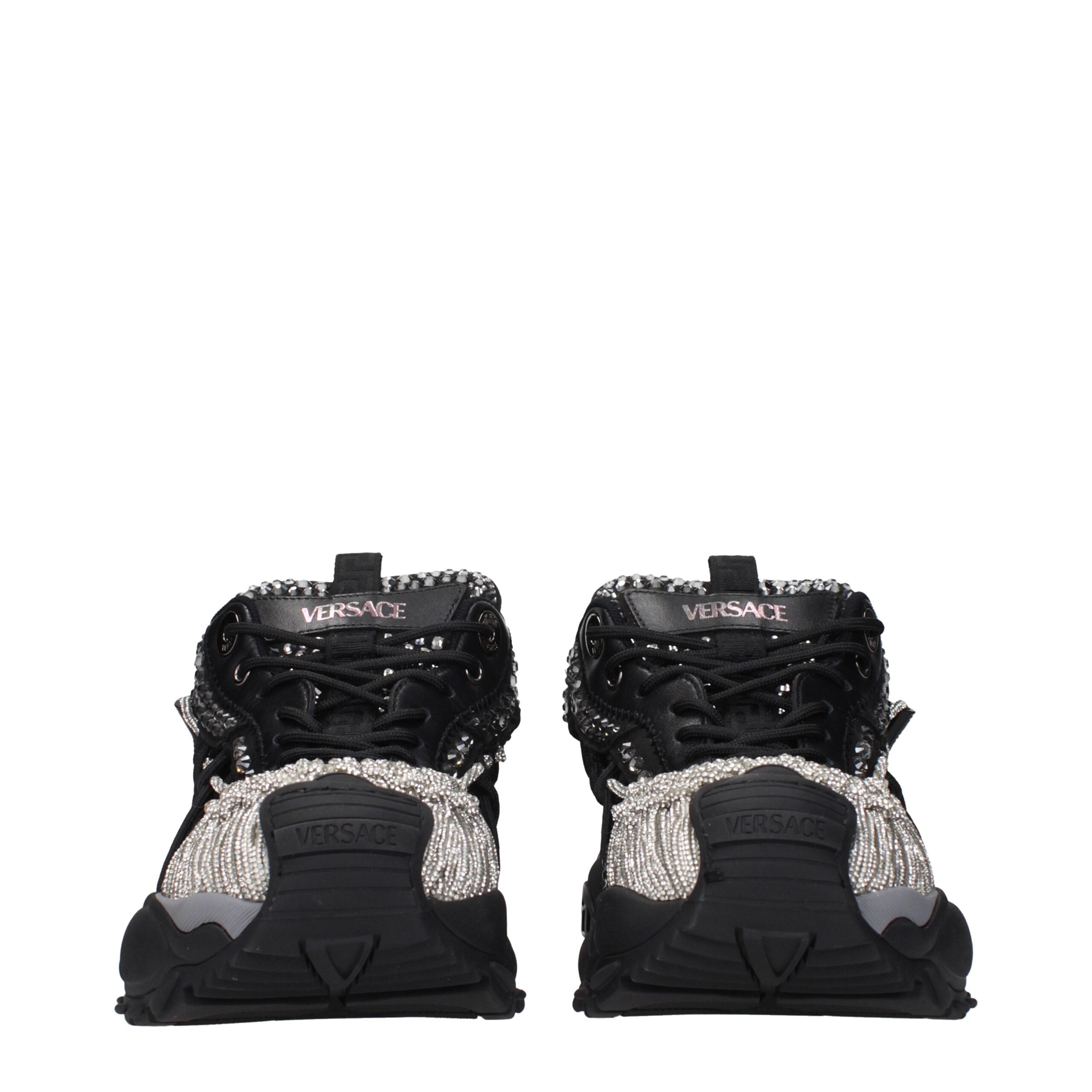 Versace svarta grova tygsneakers