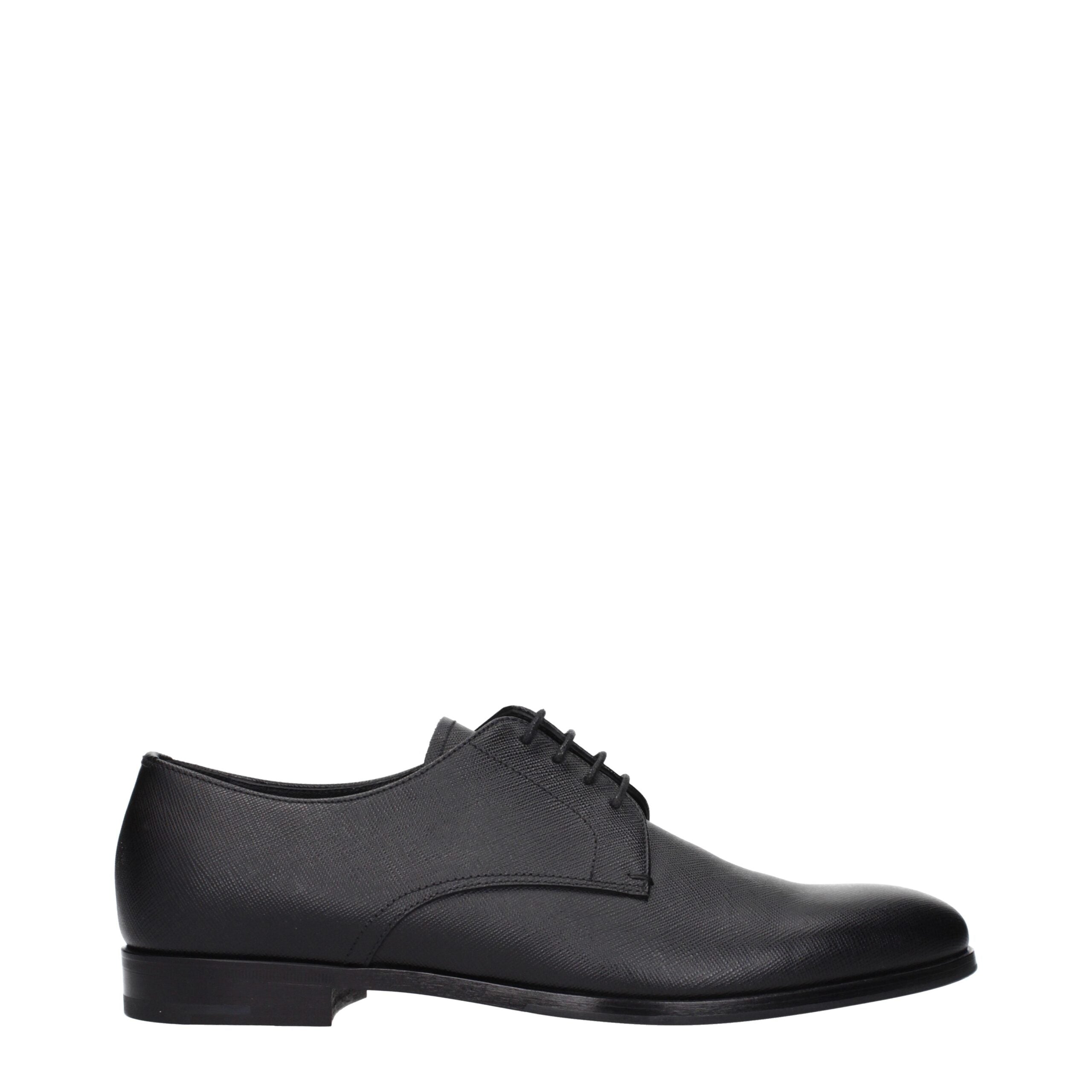 Prada svarta oxfords och derbyskor i läder