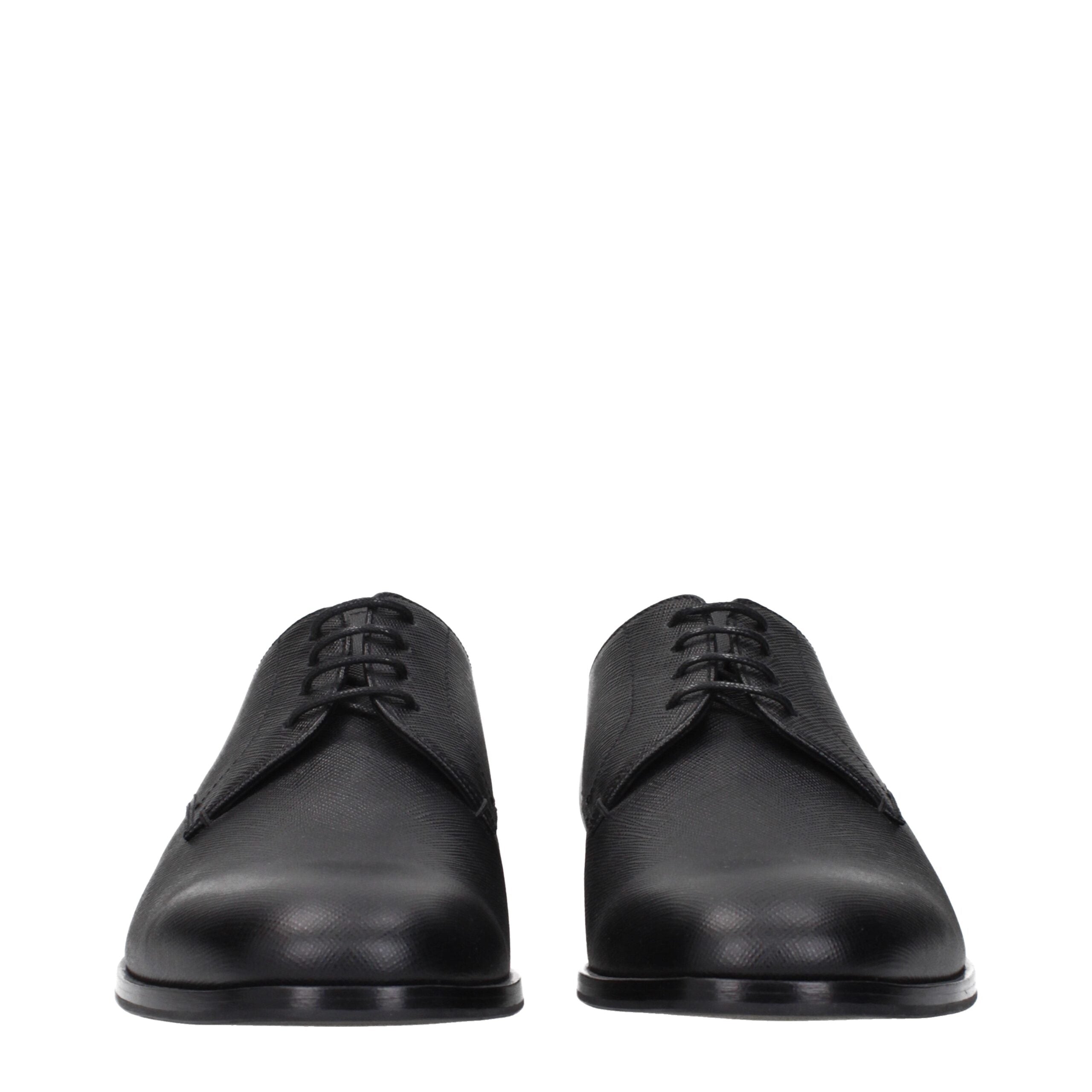 Prada svarta oxfords och derbyskor i läder