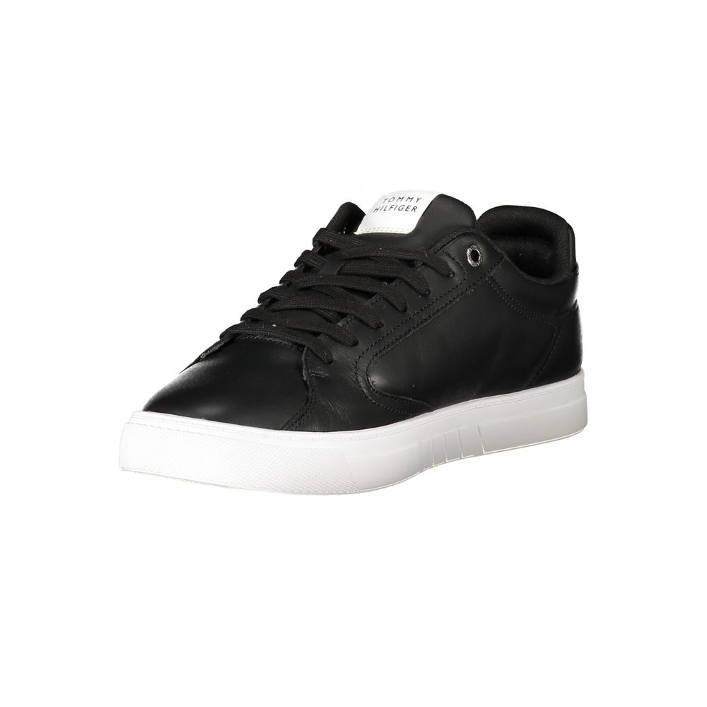Tommy Hilfiger svarta lädersneakers för män