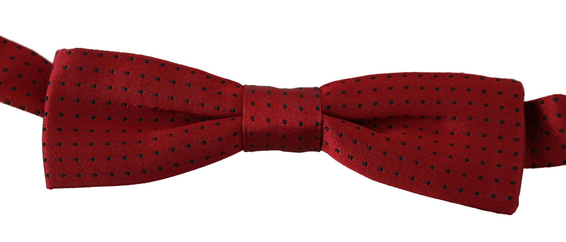 Dolce &amp;amp; Gabbana Rödprickig Sidenfluga med Justerbar Halsringning och Papillon