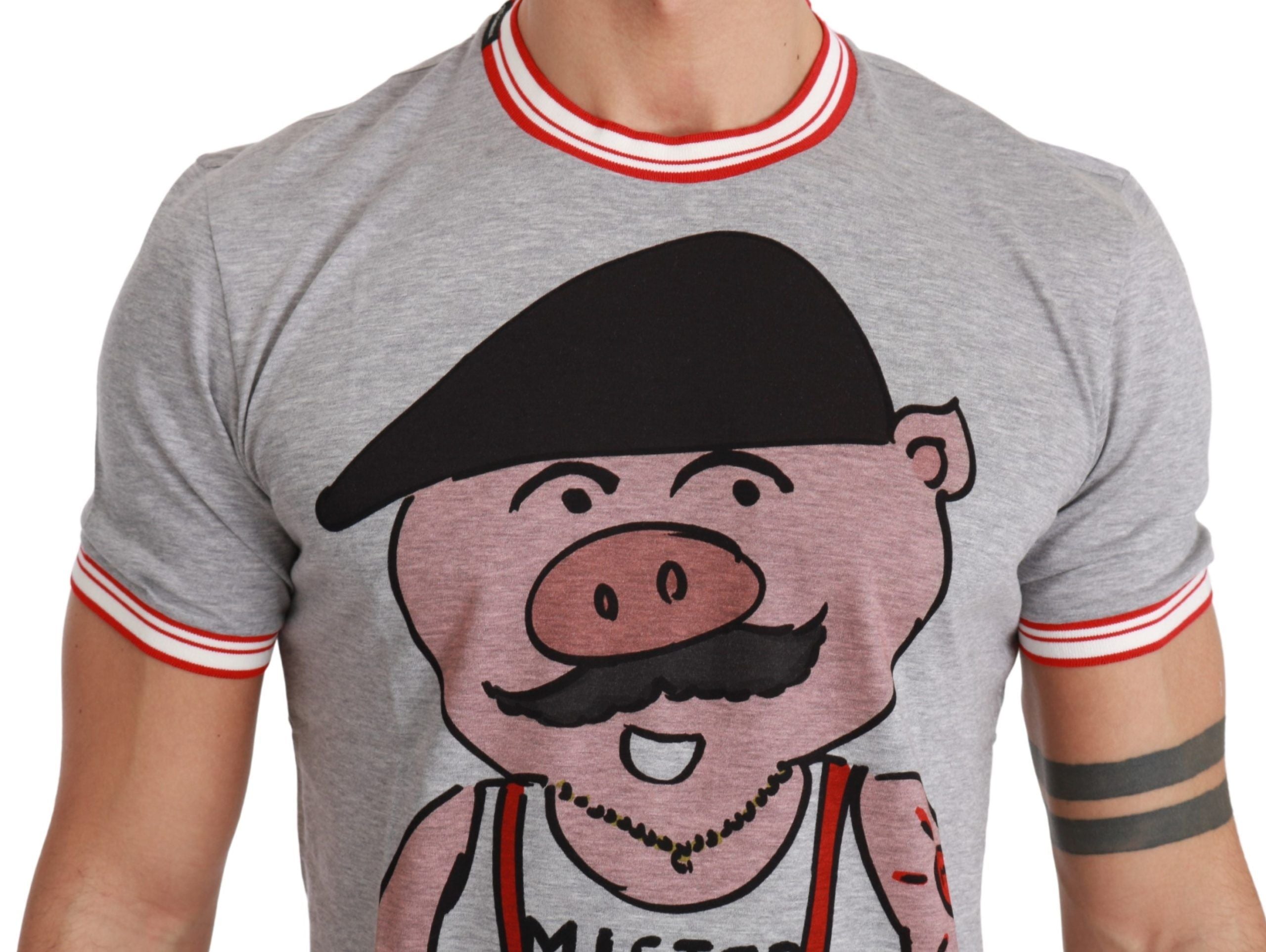 Dolce &amp;amp; Gabbana Grå bomullstopp 2019 Grisens år T-shirt