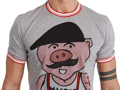 Dolce &amp;amp; Gabbana Grå bomullstopp 2019 Grisens år T-shirt