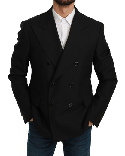 Dolce &amp;amp; Gabbana Svart Slim Fit Jacka Kappa Ullkavaj