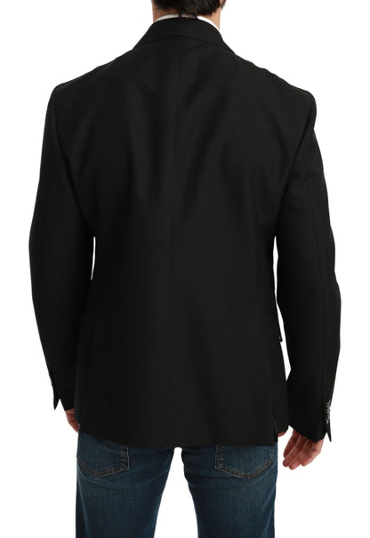 Dolce &amp;amp; Gabbana Svart Slim Fit Jacka Kappa Ullkavaj