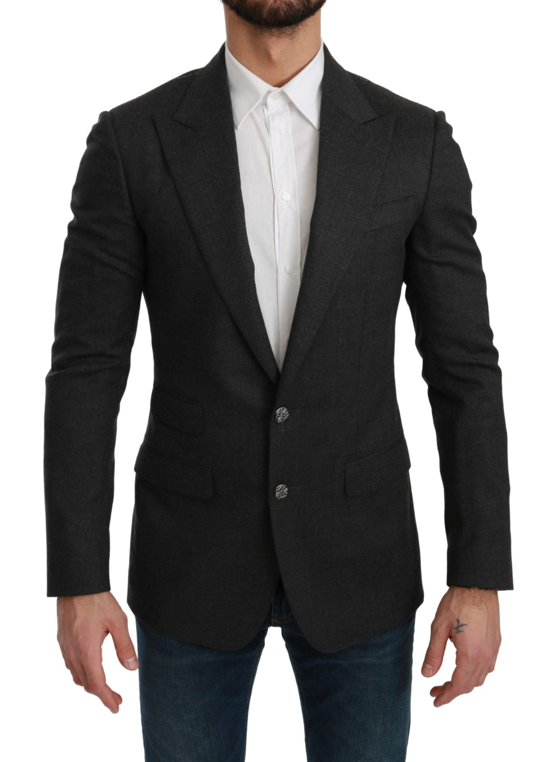 Dolce &amp;amp; Gabbana Grå NAPOLI Slim Fit Jacka Ullkavaj