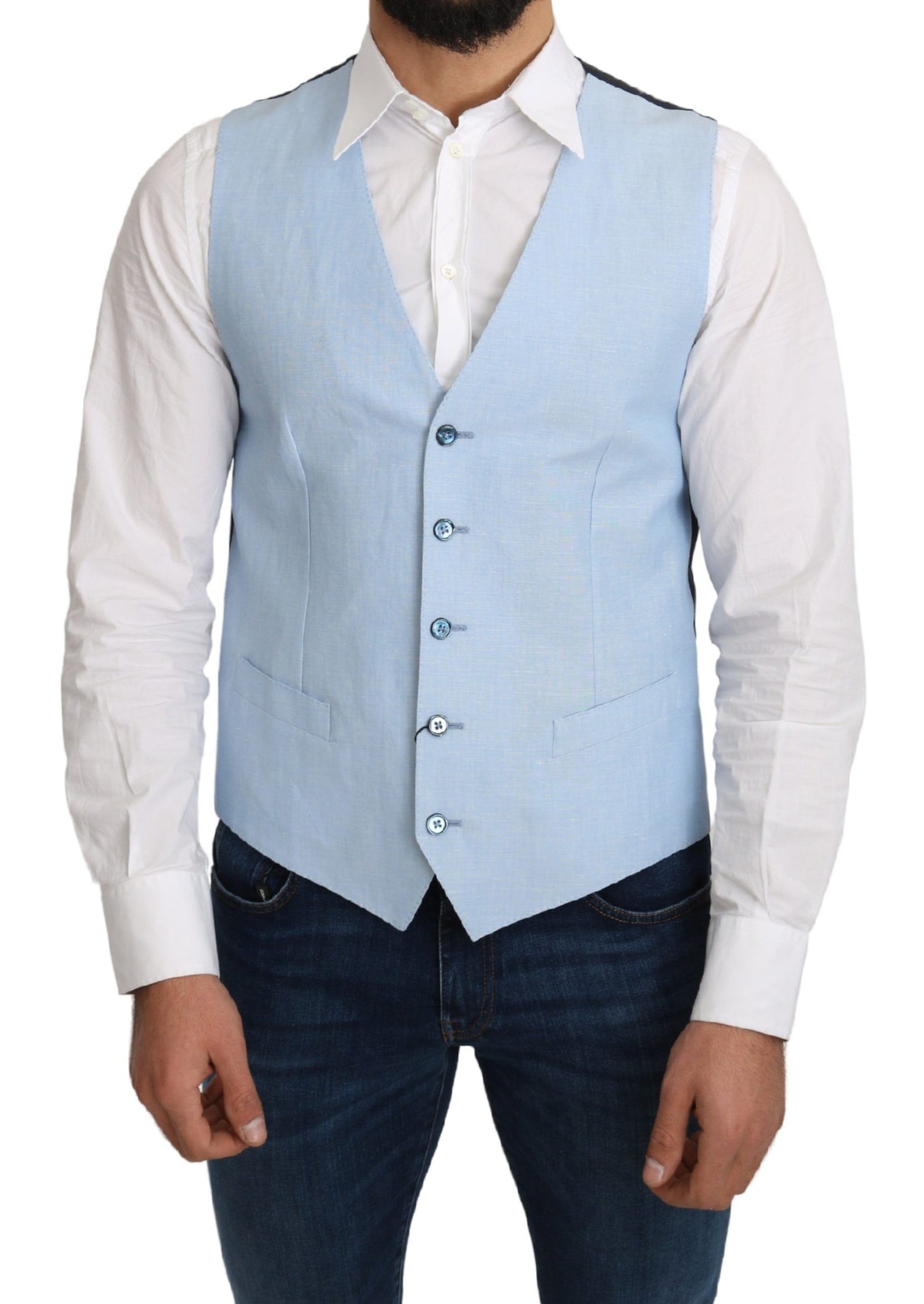 Dolce &amp;amp; Gabbana Blå Viskos Stretch Formell Kappa Väst