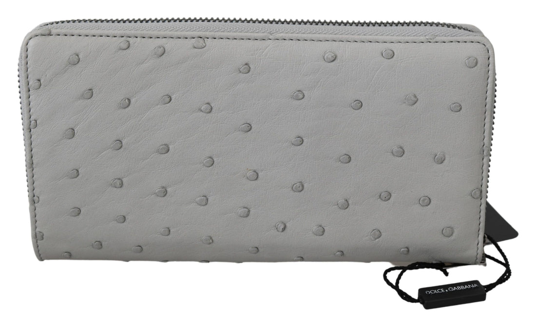 Dolce &amp;amp; Gabbana Vitt Strutsläder Continental Herr Clutch Plånbok