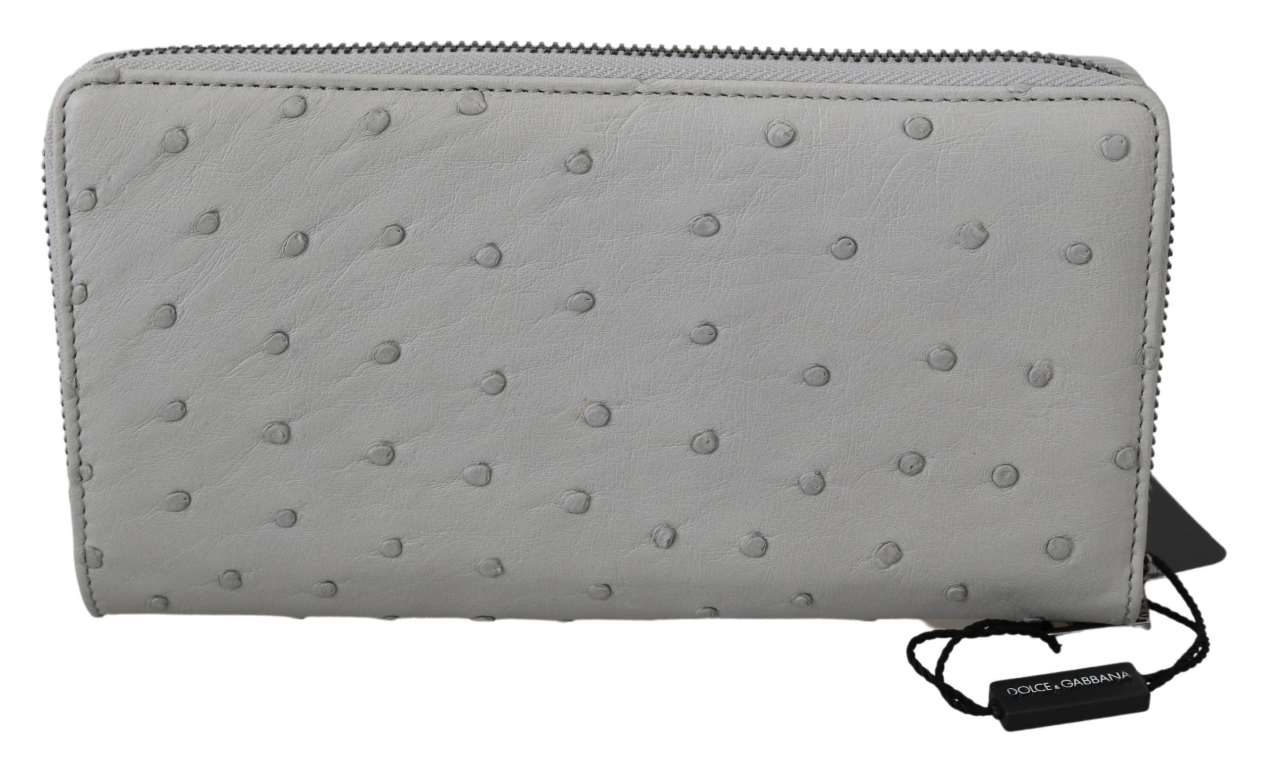 Dolce &amp;amp; Gabbana Vitt Strutsläder Continental Herr Clutch Plånbok