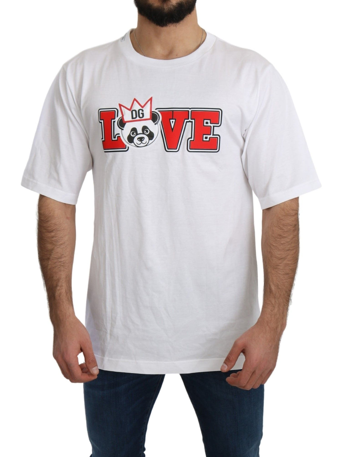 Dolce &amp;amp; Gabbana Vit Love Panda Mönstrad Topp T-shirt