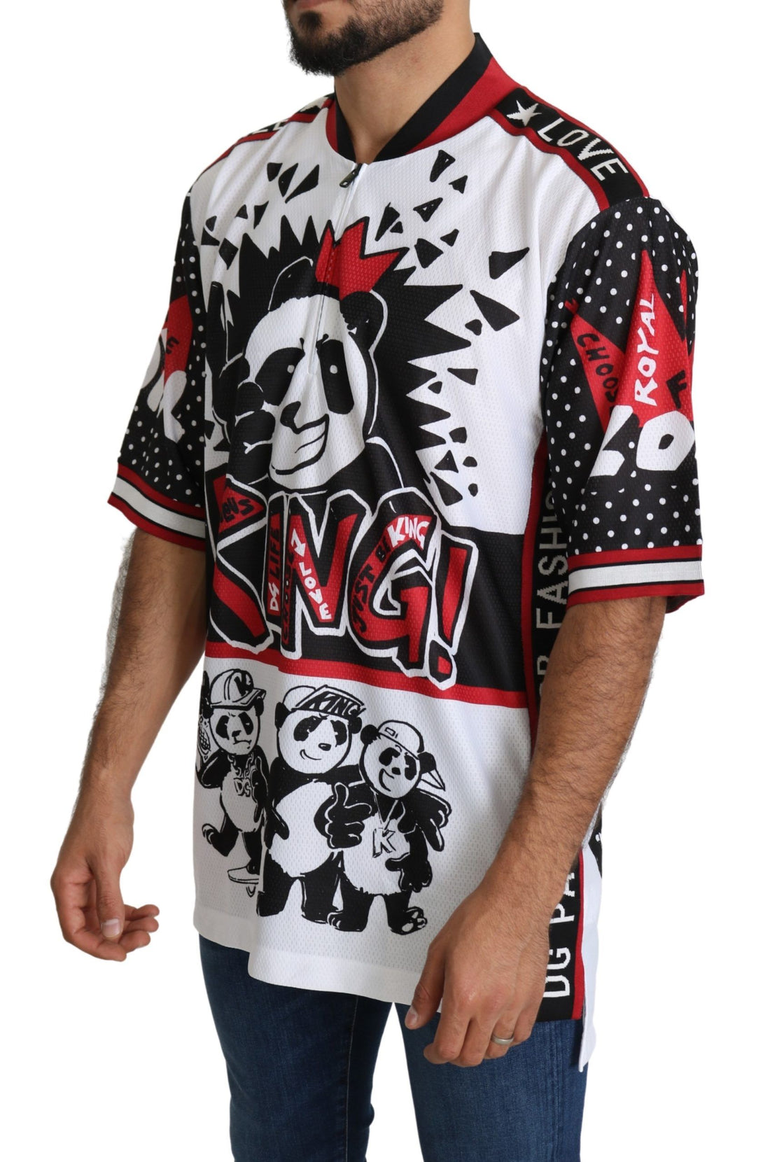 Dolce &amp;amp; Gabbana Vit King Panda Topp Polyester Herr T-shirt