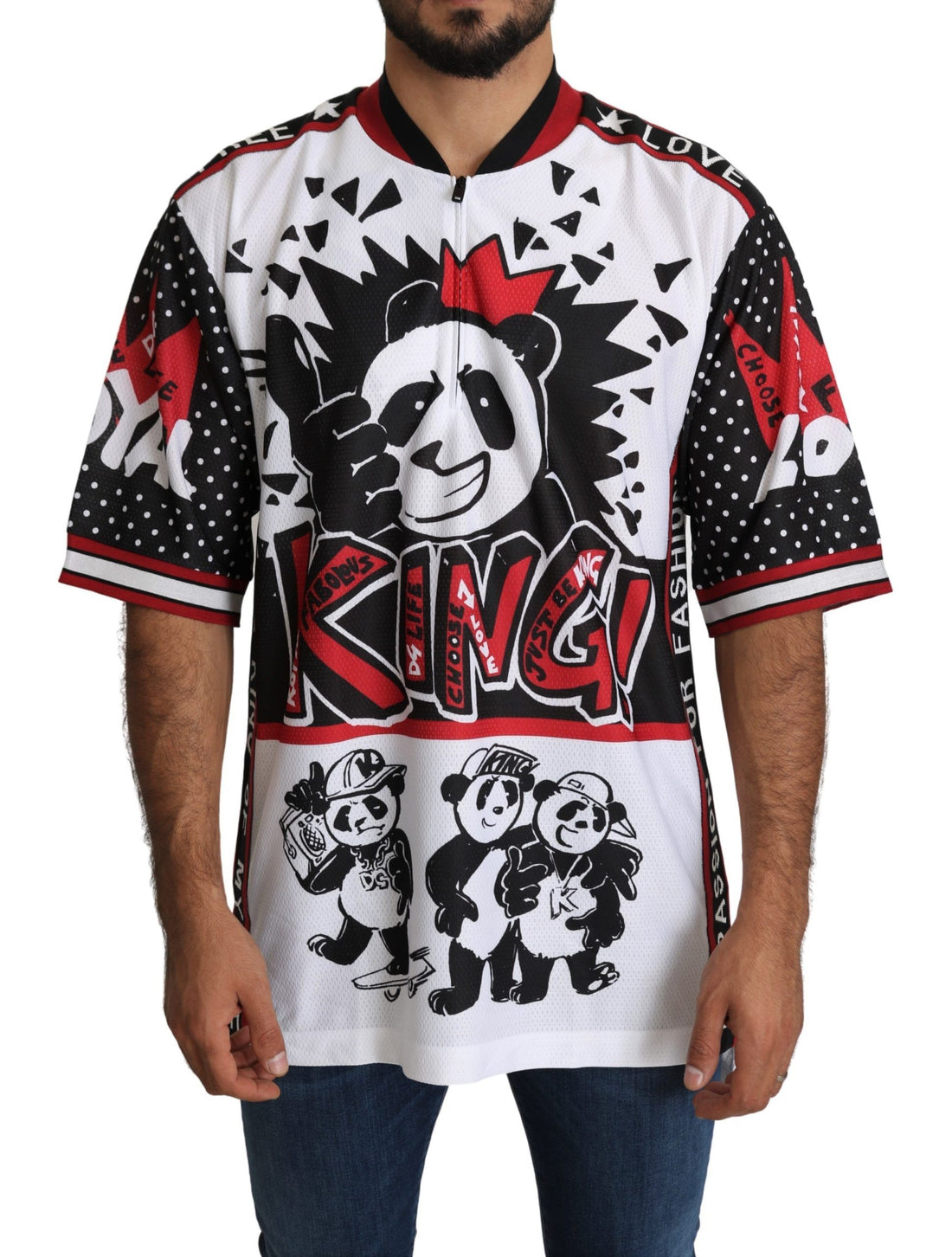 Dolce &amp;amp; Gabbana Vit King Panda Topp Polyester Herr T-shirt