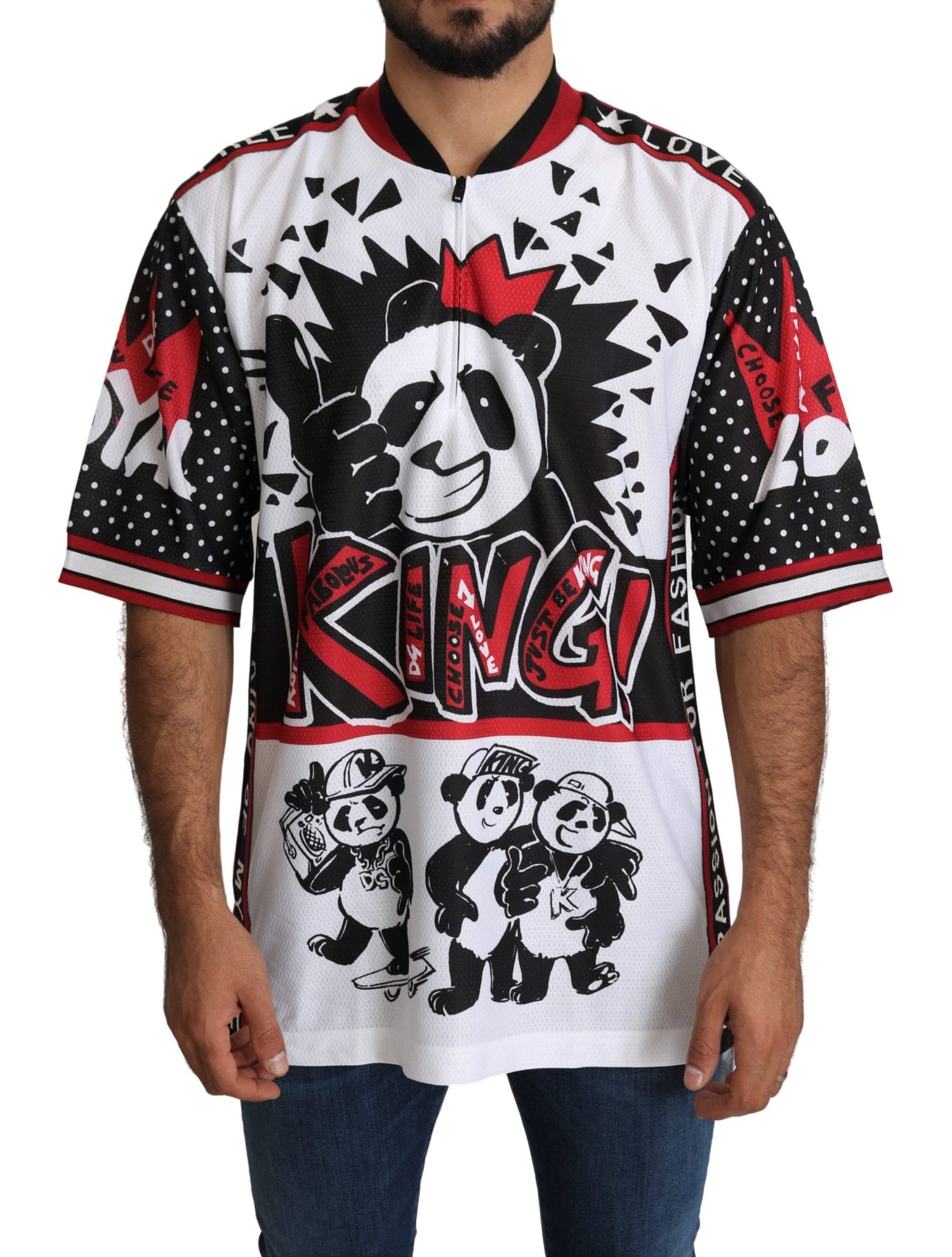 Dolce &amp;amp; Gabbana Vit King Panda Topp Polyester Herr T-shirt