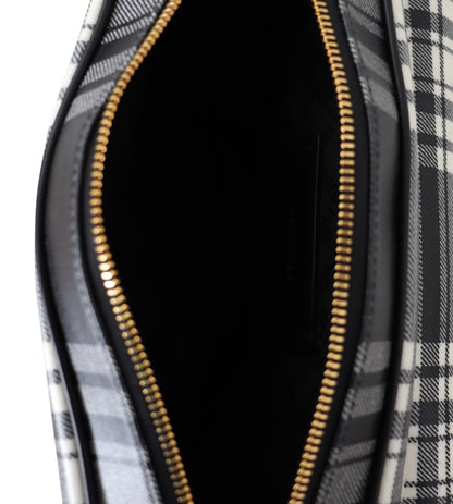 Versace Elegant Grå Läder Axelremsväska