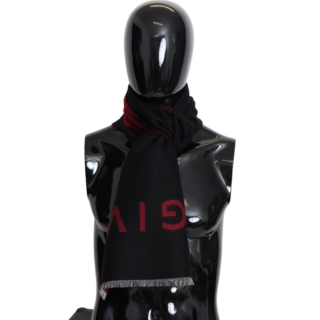 Givenchy Svart Röd Ull Unisex Vinter Varm Omlottsjal