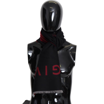 Givenchy Svart Röd Ull Unisex Vinter Varm Omlottsjal
