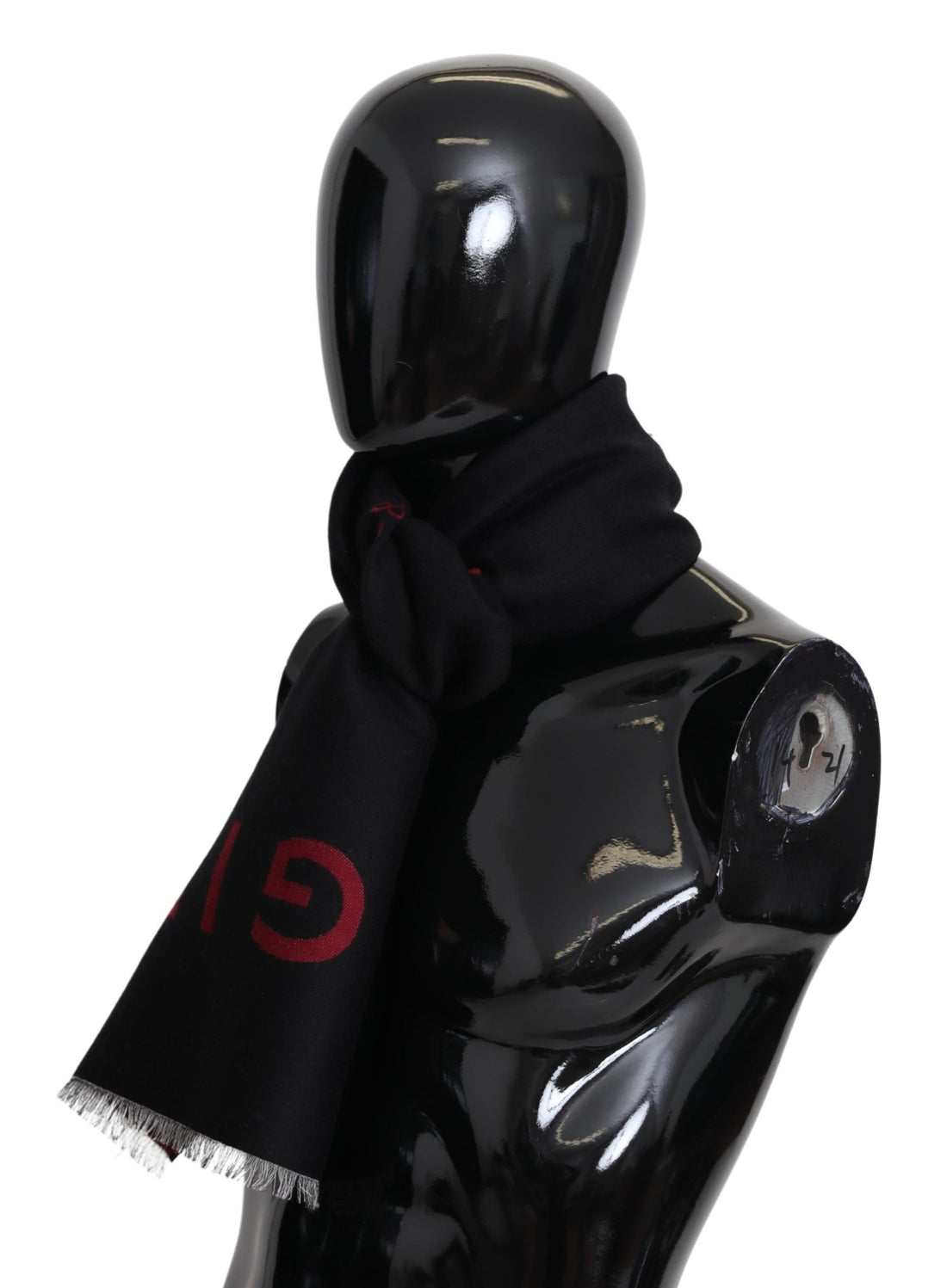 Givenchy Svart Röd Ull Unisex Vinter Varm Omlottsjal
