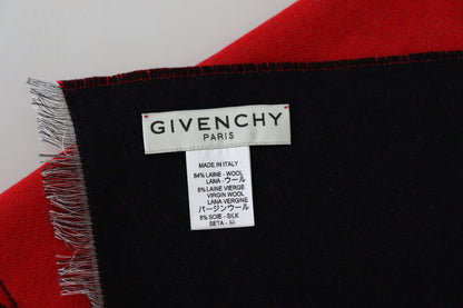 Givenchy Röd Svart Ull Unisex Vinter Varm Halsduk Omlottsjal