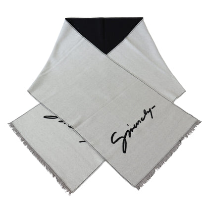 Givenchy Svart Vit Ull Unisex Vinter Varm Halsduk Omlottsjal