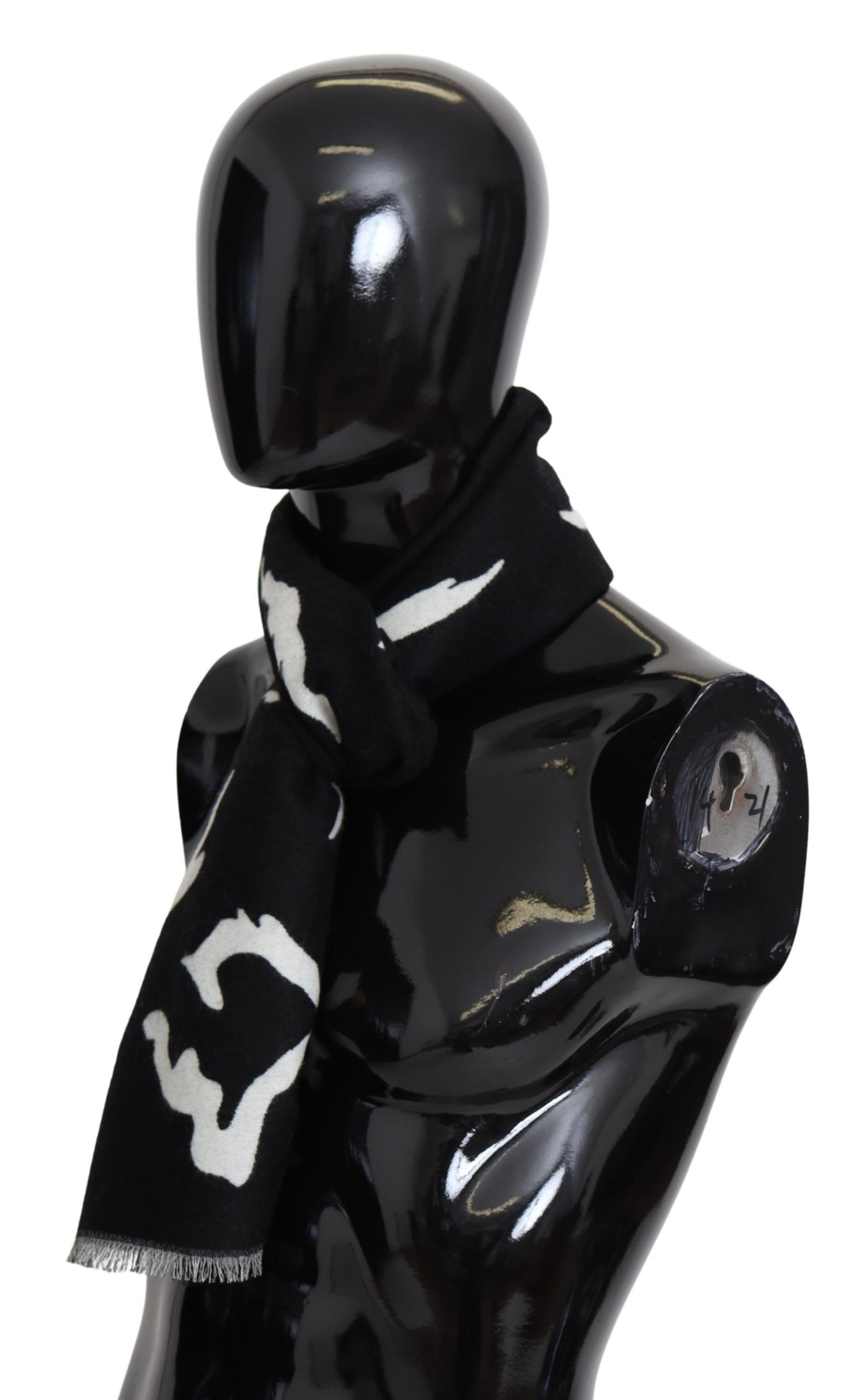 Givenchy Svart Vit Ull Unisex Vinter Varm Halsduk Omlottsjal