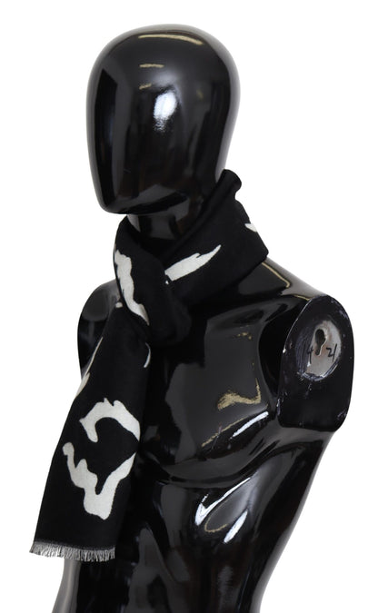 Givenchy Svart Vit Ull Unisex Vinter Varm Halsduk Omlottsjal