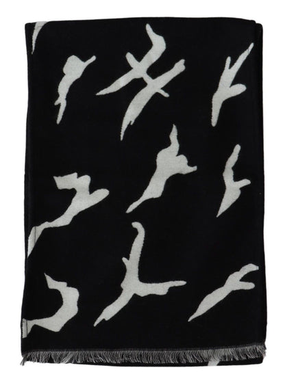 Givenchy Svart Vit Ull Unisex Vinter Varm Halsduk Omlottsjal