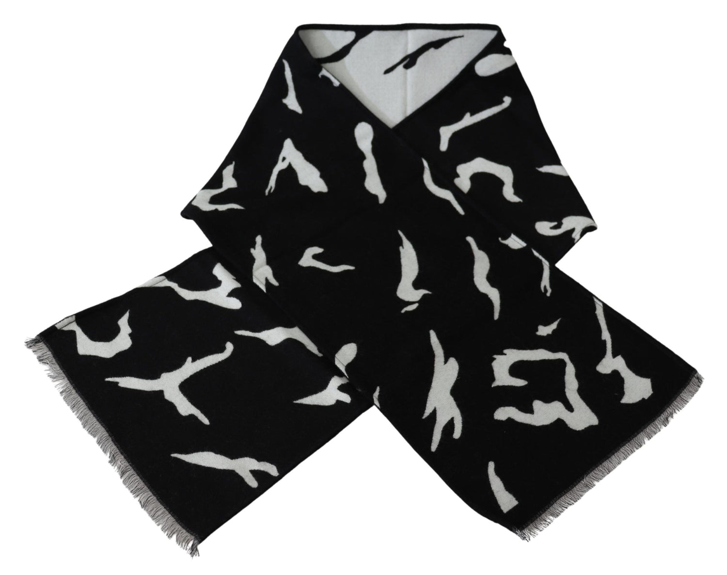 Givenchy Svart Vit Ull Unisex Vinter Varm Halsduk Omlottsjal