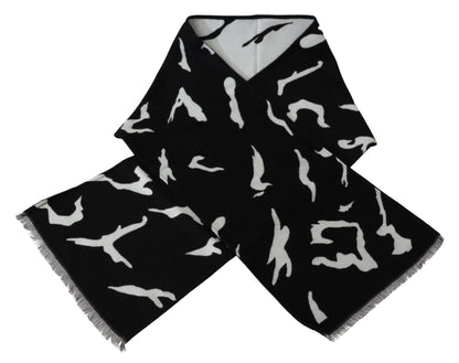 Givenchy Svart Vit Ull Unisex Vinter Varm Halsduk Omlottsjal