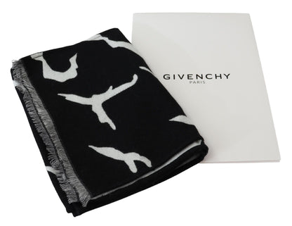 Givenchy Svart Vit Ull Unisex Vinter Varm Halsduk Omlottsjal