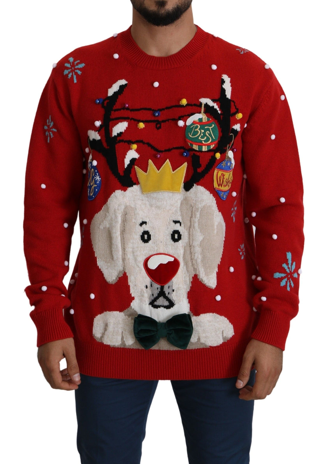 Dolce &amp;amp; Gabbana Röd Julhundtröja Kashmirtröja