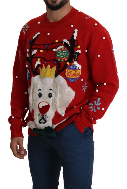 Dolce &amp;amp; Gabbana Röd Julhundtröja Kashmirtröja