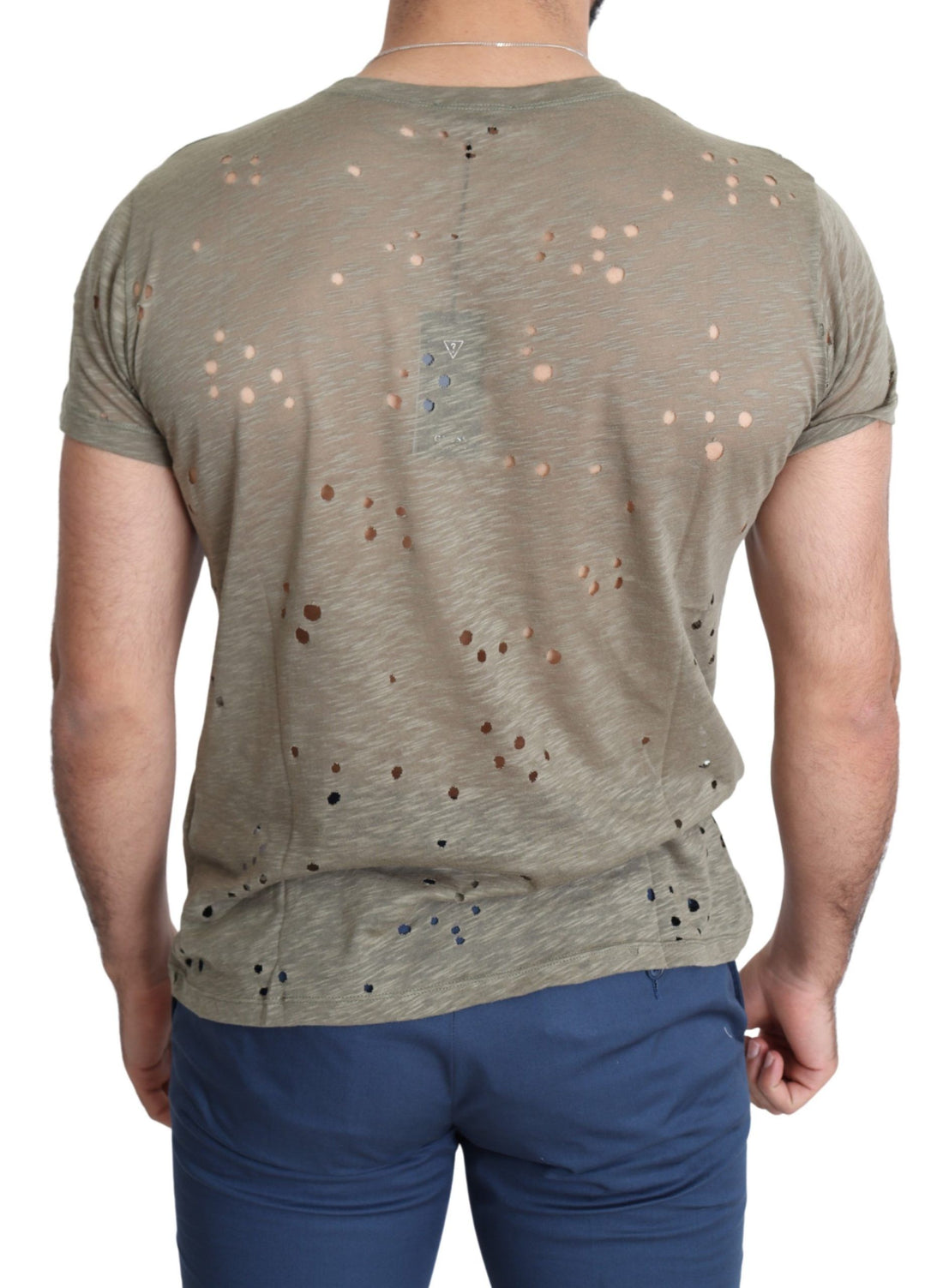 Guess Brun Bomull Stretchig Logotyptryck Herr Casual Perforerad T-shirt