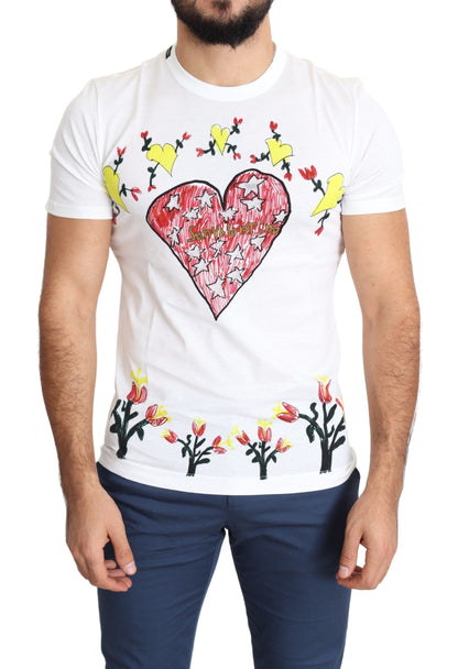 Dolce &amp;amp; Gabbana Vit Valentine-tryckt bomulls-t-shirt för män