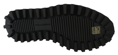 Dolce &amp;amp; Gabbana Svarta Gummiböjda Kalvskinns-Derby Vulcano-skor