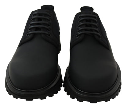 Dolce &amp;amp; Gabbana Svarta Gummiböjda Kalvskinns-Derby Vulcano-skor